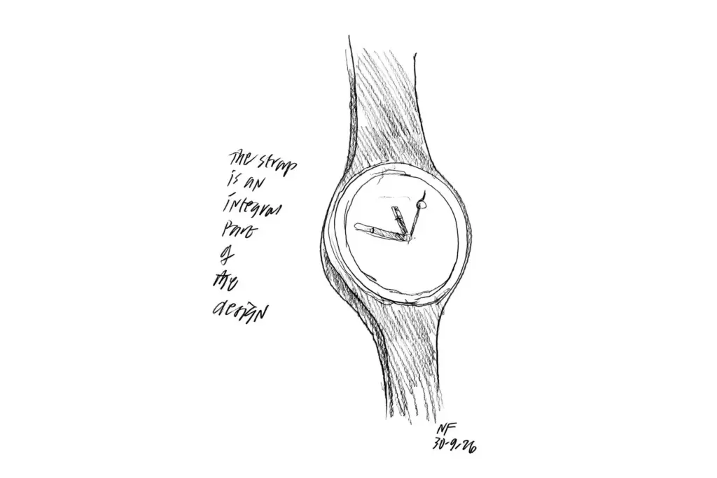 Norman Foster sketch: the strap is an integral part of the watch design