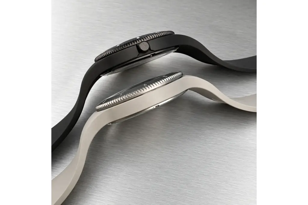 Lebond Norman Foster Black Edition next to the Natural Titanium Edition