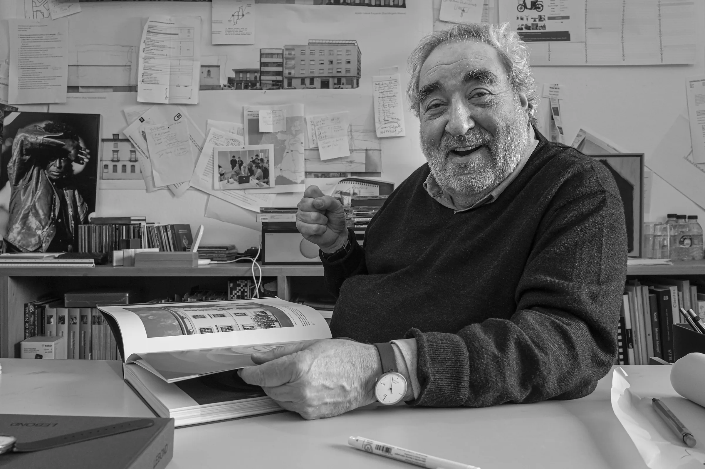 Eduardo Souto de Moura in his studio wearing the Lebond Souto Moura Original Edition watch