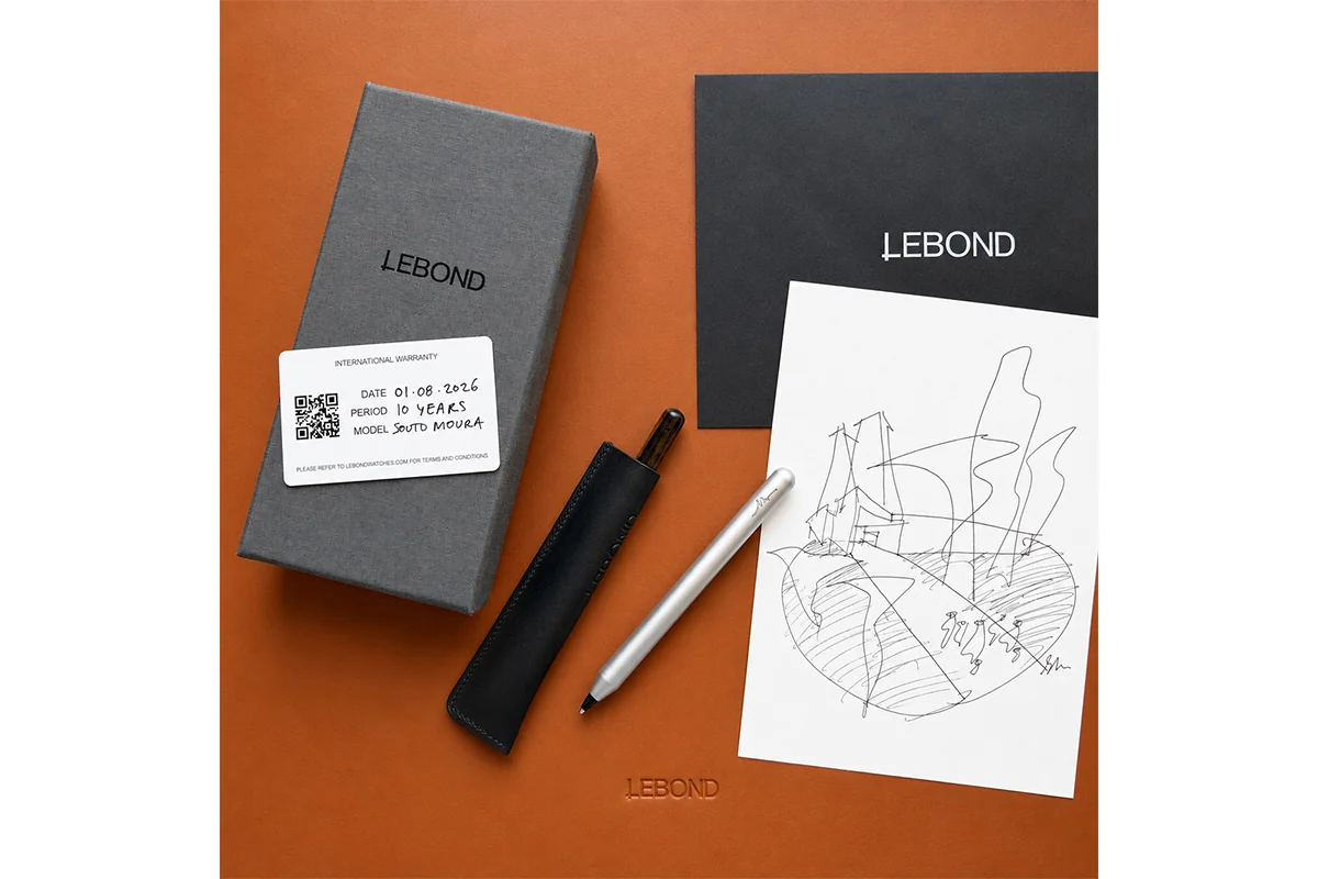 Lebond Souto Moura Pen Original Edition set with 10-year warranty card and Souto de Moura sketch