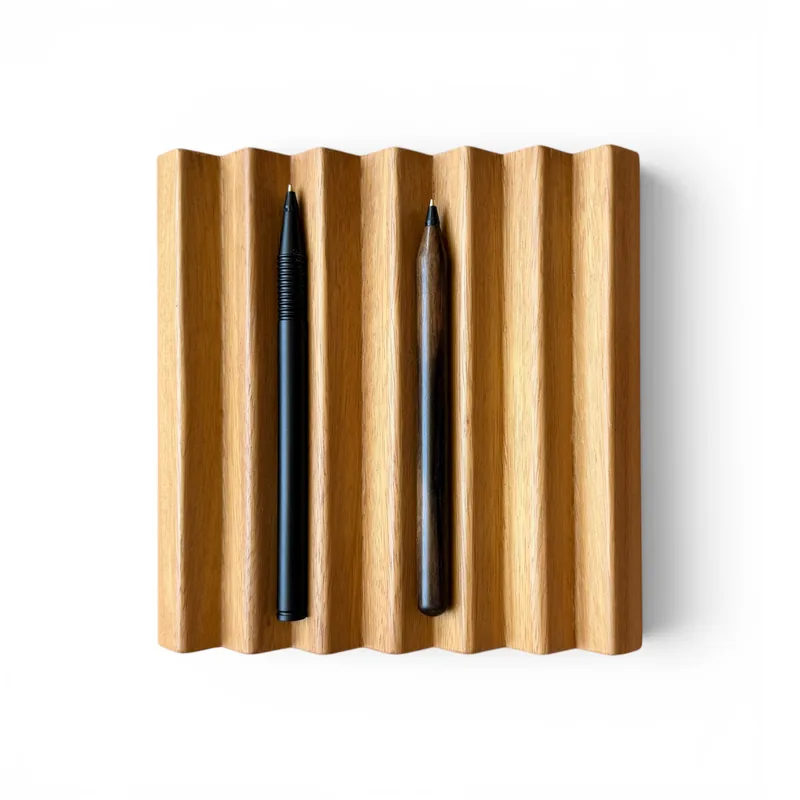 Lebond wooden pen stand – fluted oak desk holder for Lebond writing pens